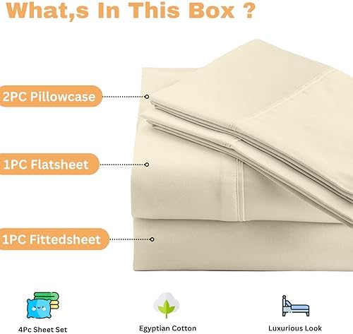 SCI Top Split Flex Sheet Set for Adjustable Bed California King Size ,Ivory
