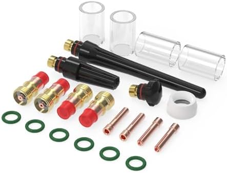 YESWELDER 22Pcs TIG Welding Torch Stubby Gas Lens #10 Glass Cup Kit