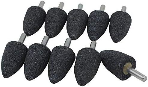 20Pc 1/4" Shank Brown Corundum Grinding Head Cone Shaped Grinding Wheel Abrasive Mounted Grinding Point Stone Rotary Tools Deburring Polishing -Diameter:25mm