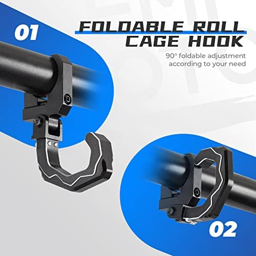KEMIMOTO Aluminum UTV Hanger Headset Helmet Hook Fits 1.6"-2" Roll Bar