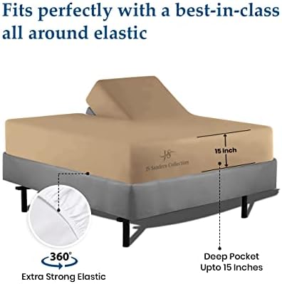 JS Sanders Collection Split Head Sheet Set Queen Size,Taupe