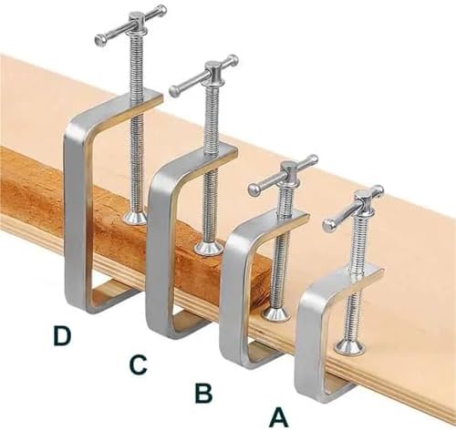 2 Pcs Woodworking G-type Fixture Steel Strong F-clip Board Flat Clamping Device C-type Rocker Carpentry DIY Fixed Clip For Woodworking(Silver C)