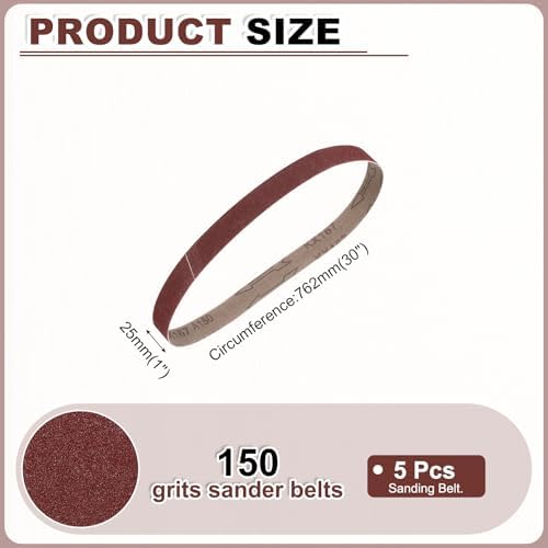 HARFINGTON 1 x 30 Inch Sanding Belts, 5 Pcs 150 Grits Aluminum Oxide