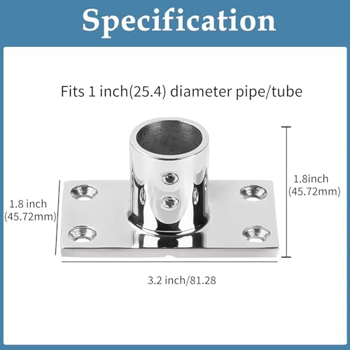 YANYUCB Boat Hand Rail Fitting,316 Stainless Steel Rectangular 60/90 Degree Boat Hand Rail Base(1 inch,1-1/4inch,7/8 inch,1-3/16 inch) with L Shape Hex Key and Screws