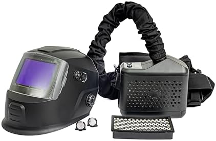 PAPR with Electronic Welding Helmet – True Color Auto Darkening, 5 Arc Sensors, Large Viewing Area, Professional Welding Helmet