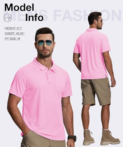 ZITY 5 Pack Polo Shirts for Men with Pocket Dry Quickly Short Sleeve Athletic Outdoor Work Collared Shirts