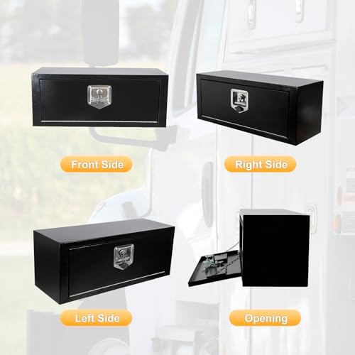 Underbody Truck Box Steel Storage Tool Box,27.5 x 10.5 x 10 Tool Chest Organizer w/Lock and Keys For Pickup,Truck Bed, RV, Trailer,Heavy Duty Waterproof Blac box