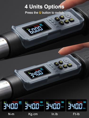 GROWNEER Digital Torque Wrench Set, 3/8" 2.2-44.3 Ft-lbs/3-60 Nm & 1/2'' 12.5-250.7 Ft-lbs/17-340 nm, Torque Wrench Digital Combo with Buzzer & LED Indicator, Bits & Sockets for Motor Car Repair