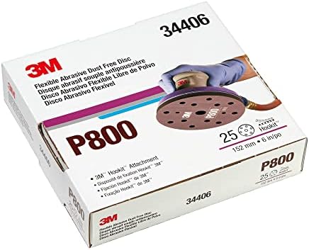 3M Hookit Flexible Abrasive Disc 34406, 6 in, 800+ Grade, 25 Pack, Primer Sanding, E-coat Sanding, Blending