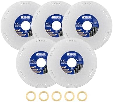SHDIATOOL 4-1/2 Inch Diamond Metal Cutting Wheel 5PCS, Vacuum Brazed Cut Off & Grinding Disc for Angle Grinder, Cuts Rebar Steel Stainless Aluminum, 7/8" Arbor with Reducer Ring