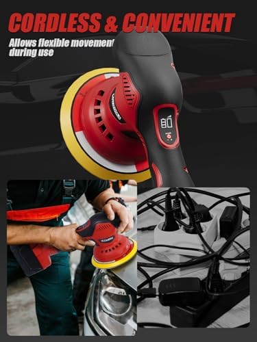 Cordless Car Polisher for Car Detailing Compatible, Red