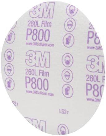 3M Hookit Finishing Film Abrasive Disc, 260L, 00970, 6 in, P800