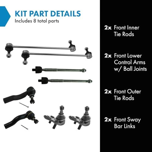 TRQ Front Steering & Suspension Kit Ball Joint Sway Bar Stabilizer Link Tie