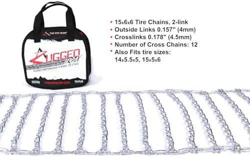 The ROP Shop Pair of 2 Link Tire Chains & Tensioners 15x6x6