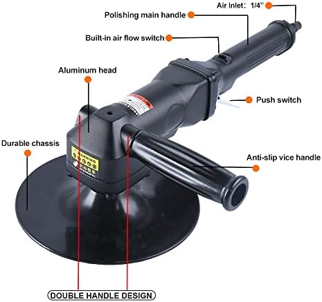 7" Pneumatic Sander Polisher, 4500 RPM Variable Speed Air Tool for Auto