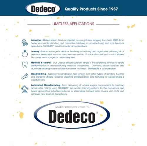 Dedeco Sunburst Radial Bristle Discs 48-Pack - 5/8" Curved - Yellow 80 Grit (Coarse) - Aluminum Oxide for Polishing & Finishing