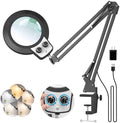KIRKAS 12X Magnifying Glass with Light and Stand, Overhead Dual Knob