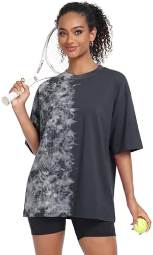 Womens Vintage Oversized T Shirts Acid Washed Baggy Cotton Tee Workout Gym Shirts Boyfriend Short Sleeve Tops
