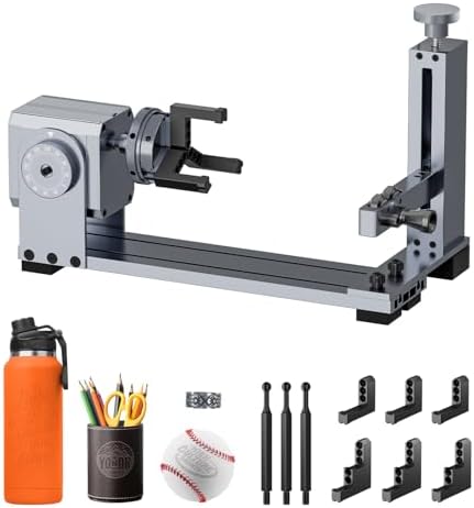 Longer Rotary Roller Series,Rotary Chuck for RAY5/B1/Nano,Other Frame Engraving Machines(Must with 12Pcs Risers),Y-Axis Rotary for Engraving Cylindrical Objects,Glasses,Tumblers,Size 369 * 80 * 145mm