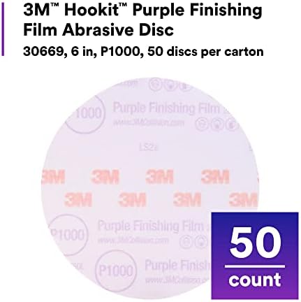 3M Hookit Purple Finishing Film Abrasive Disc, 260L, 30669, 6 in, P1000