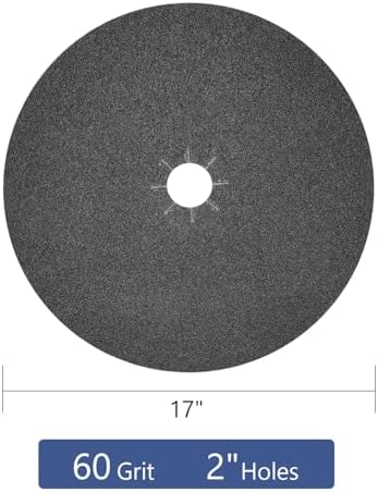 HUAALIUCHE Floor Sanding Disc Cloth-Backed Silicon Carbide，17" x 2" Holes for Concrete, Stone, 60 Grit, 3-Pack