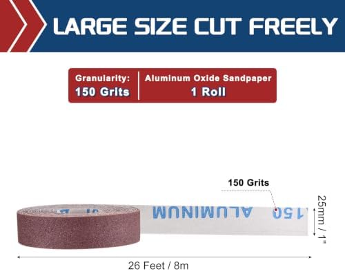 Sandpaper Roll 1Inch 26FT 150Grit Aluminum Oxide Emery Cloth Roll