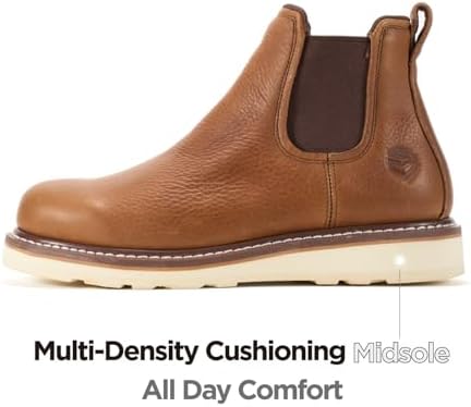 SUREWAY Men's 6-Inch Slip-On Chelsea Work Boots, Soft Toe Leather Boots