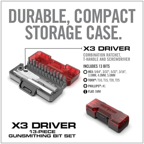 Real Avid X3 Ratcheting Screwdriver Set with 13 Bits, 3-in-1 Driver, T-handle & Extension - Includes 4 Hex 4 Torx 3 Metric 4 Standard Hex & Phillips