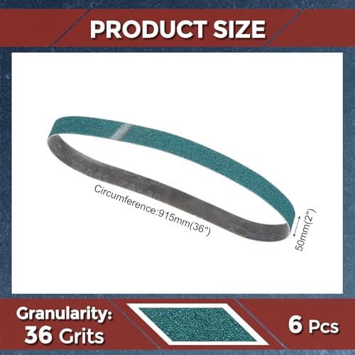 6 Pcs Sanding Belts 2 x 36 Inch 36 Grit Zirconia