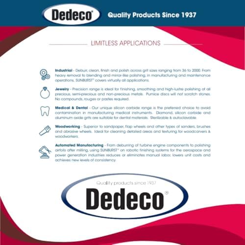 Dedeco Sunburst Radial Bristle Discs 12-Pack - 4" Curved - 3/8" Arbor - Red 220 Grit (Standard) - Aluminum Oxide for Polishing & Finishing