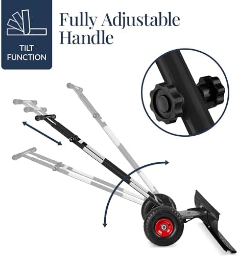 Best Choice Products 48in Heavy-Duty 2-Wheel Snow Pusher Hand Plow for Snow Removal w/Wheels, Adjustable Handle, Blade Angle - Black