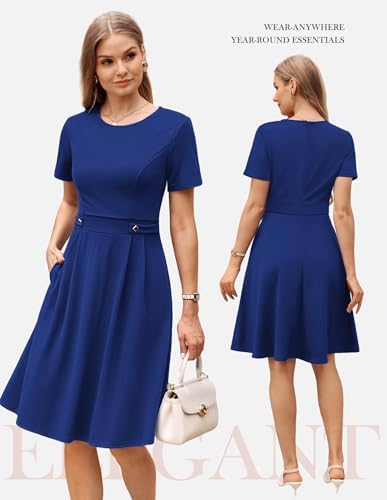 GRACE KARIN Women's 2026 Short Sleeve Church Work Midi Dresses with Pockets