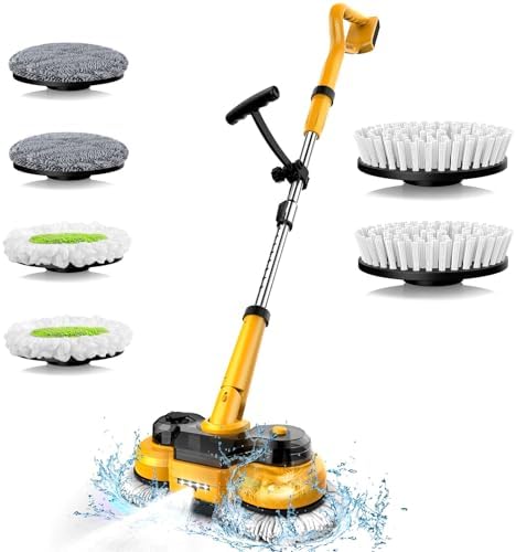 Cordless Electric Mop for Dewalt 20V Battery (NO Battery), 2 in 1 Spin Mop & Floor Scrubber Machine with LED Light & Water Spray 800 RPM for Floor Cleaning, Hardwood,Tile