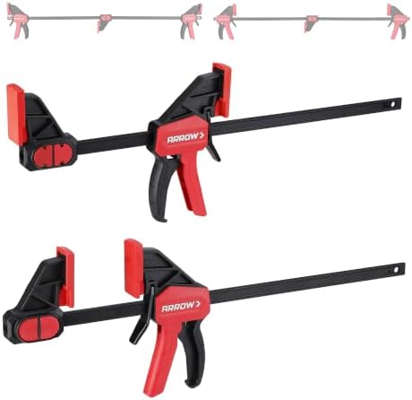 ARROW 2-Piece 12" Medium Duty Bar Clamps for Woodworking with 150LBS Force
