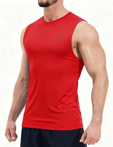 KPSUN Men's Quick Dry Workout Tank Top Summer Beach Shirt | UPF 50+ Sleeveless Gym Muscle Shirt with Hidden Pocket for Keys. Ideal for Gym Training, Outdoor Running, And Beach Workouts