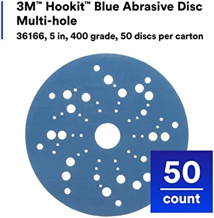 3M Hookit Blue Abrasive Disc Multi-Hole, 36166, 5 in, 400+