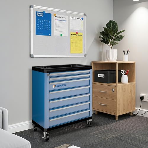 LARBANKE 7-Drawer Rolling Tool Chest with Wheels,Locks,Blue Tool Cabinet
