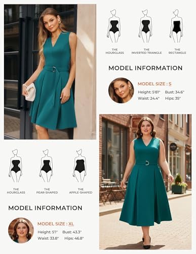 GRACE KARIN Women's Fit and Flare Work Business Dress with Belt