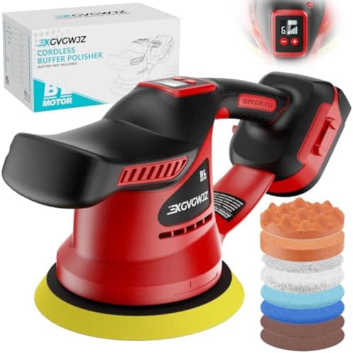 Cordless Buffer Polisher for Milwaukee 18V Battery, 450W Brushless Car Buffer Polisher Waxer with 6 inch disc, 6 Variable Speed Up to 5200 RPM for Waxing Polishing Scratch Removal (Tool only)