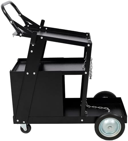 Heavy Duty Welding Cart, 2-Tier 4 Drawer Rolling Welder Trolley with 360° Swivel Wheels, Portable Storage Cart for MIG/TIG/ARC Welder & Plasma Cutter, 220LBS Load Capacity