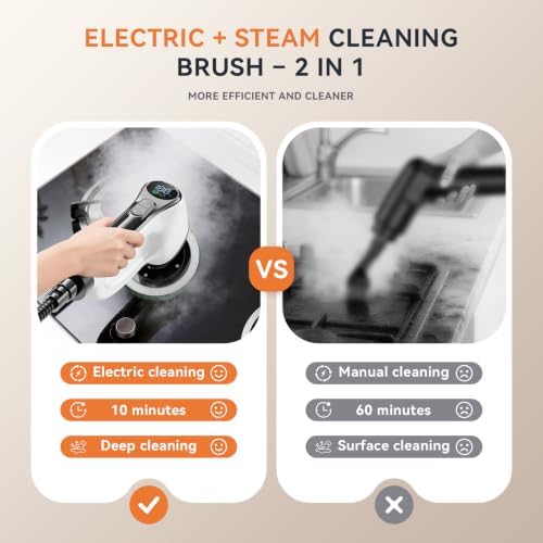 Steam Cleaner, Electric Spin Scrubber Portable Steamer for Cleaning