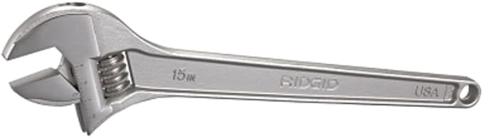 RIDGID 86922 765 Adjustable Wrench, 15-inch Adjustable Wrench for Metric and SAE, Small, Silver