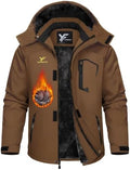 Yufawow Men Winter Jacket Skiing Jacket Insulated Fleece Lined Waterproof Windbreaker for Snowboard Hiking Camping ATV Outdoor Work
