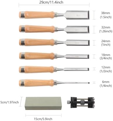 8 Pcs 11.4in Wood Chisel Sets with Wooden Case