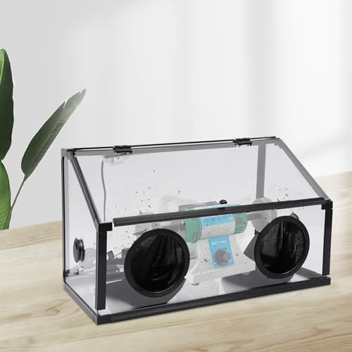 Fully Enclosed Dust Box, 30W Electric Grinding Table Polisher with LED Light & Fan, Acrylic Transparent Cover for Polishing Machine