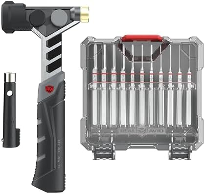 Real Avid Armorer's Master Hammer & Accu-Punch 11-Piece Pin Punch Set - 20 Ounce 9.5" Hammer W/ Soft Blow Hammer Head, Steel, Rubber & Brass Head