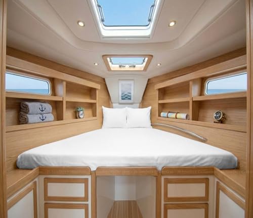 JS Sanders V Berth Boat Sheet 1 Pcs 600 TC Egyptian Cotton, White