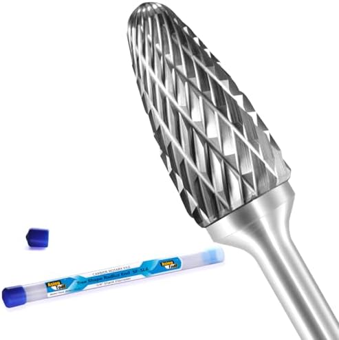 SF-5L6 Tungsten Carbide Burr Rotary File Tree Shape Radius End Shape Double Cut for Die Grinder Drill Bits 1/4'' Inch Diameter of Shank and 1/2'' Inch Diameter of Cutter 1'' Inch Cutter Length