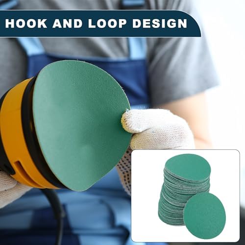 Car Sanding Discs 2inch 120 Grit Abrasion Resistance | Round Hook and Loop Sandpaper Green 50 Pcs