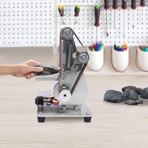 Mini Belt Sander, 7 Adjustable Speed Vertical Electric Grinding Sanding Machine, Handcraft System Bench Grinder Polisher Buffer